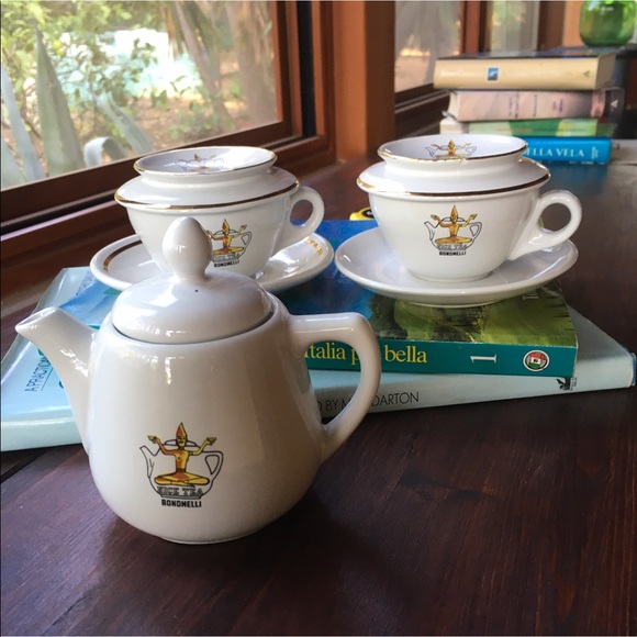 Vintage Bonomelli Teapot & 2 Teacups saucers and lids - Picture 3 of 12